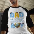 Dad Of The Birthday Boy Blue Dog Family Matching Men Baseball Raglan Shirt