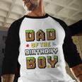 Dad Of The Birthday Boy Gamer Pixel Birthday Party Matching Men Baseball Raglan Shirt