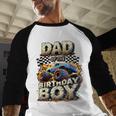 Dad Of The Birthday Boy Monster Truck Family Matching Party Men Baseball Raglan Shirt