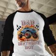 Dad Of The Birthday Boy Monster Truck Birthday Men Baseball Raglan Shirt