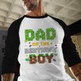Dad Of The Birthday Boy Pixel Gamer Party Matching Family Men Baseball Raglan Shirt