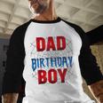 Dad Of The Birthday Boy Spider Web Birthday Party Matching Men Baseball Raglan Shirt