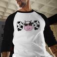 Dad Of The Birthday Girl Cow Daddy Papa Bday Matching Men Baseball Raglan Shirt