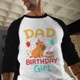 Dad Of The Birthday Girl Kids Cute Capybara Bday Family Men Baseball Raglan Shirt