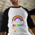 Dad Of The Birthday Girl Rainbow B-Day Matching Family Men Baseball Raglan Shirt
