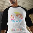 Dad Of The Birthday Party Outfit Dinosaur Daddy Men Baseball Raglan Shirt