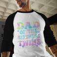 Dad Of The Birthday Twins Girls Kids Party Retro Bday Men Baseball Raglan Shirt