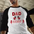 Dad Of The Birthday Twins Ladybug Birthday Family Matching Men Baseball Raglan Shirt