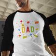 Dad Building Blocks Birthday Boy Men Baseball Raglan Shirt