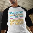 Dad By Day Gamer By Night Video Games Lover Gamer Dad Men Baseball Raglan Shirt