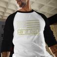 Dad Of Girls Outnumbered US Flag Father's Day Daughter Dad Men Baseball Raglan Shirt