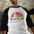 Dad Lawn Mowing Grassquatch Bigfoot Mower Garden Men Baseball Raglan Shirt