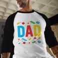 Dad Master Builder Building Bricks Blocks Family Fathers Day Men Baseball Raglan Shirt