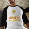 Dad Mom Of The Birthday Boy Kid Construction Matching Family Men Baseball Raglan Shirt