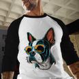 Dad Mom Cool Dog Sunglasses Boston Terrier Men Baseball Raglan Shirt