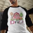 Dad Pink Farm Animal Birthday Kids Matching Family Men Baseball Raglan Shirt
