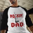 Dad Rockin One Birthday Family Matching Rock Guitar Men Baseball Raglan Shirt
