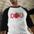 Dad Strawberry First Birthday Family Strawberry Men Baseball Raglan Shirt