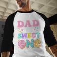 Dad Of The Sweet One 1st Birthday Donut Bday Party Men Baseball Raglan Shirt