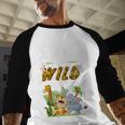 Dad Of The Wild Seven Animal Safari 7th Birthday Party Men Baseball Raglan Shirt