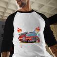 Dada Of The Birthday Boy Fire Truck Firefighter 1St Party Men Baseball Raglan Shirt