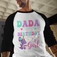 Dada Of The Birthday For Girl Dinosaur T-Rex Party Family Men Baseball Raglan Shirt
