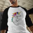 Dadacorn Muscle Dad Unicorn Fathers Day Men Baseball Raglan Shirt