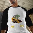 Daddy Of The Birthday Boy Dinosaur Construction Worker Truck Men Baseball Raglan Shirt