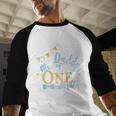 Daddy Of Mr One-Derful Party Blue-Gold Dad Boy 1st Birthday Men Baseball Raglan Shirt