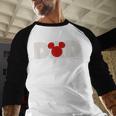 Disney Mickey And Friends Dad Mickey Distressed Text Logo Men Baseball Raglan Shirt