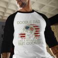 Doodle Dad Goldendoodle Regular Dad But Cooler American Flag Men Baseball Raglan Shirt