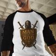 Faithful Warrior Man Of God Christian Men Knight Armor Dad Men Baseball Raglan Shirt