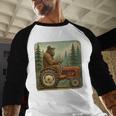 Farmer Men Tractor Rancher Farm Dad Distressed Men Baseball Raglan Shirt
