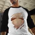 Fat Hairy Guy Big Stomach & Man Boobs Fat Dad BOD Men Baseball Raglan Shirt