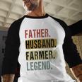 Father Husband Farmer Legend Vintage Dad Father's Day Men Baseball Raglan Shirt