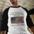 My Favorite Volleyball Player Calls Me Dad USA Flag Men Baseball Raglan Shirt