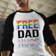 Free Dad Hugs LGBT Gay Pride Month Transgender Rainbow Flag Men Baseball Raglan Shirt