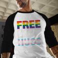 Free Dad Hugs Pride Flag Month LGBTQ Transgender Support Men Baseball Raglan Shirt