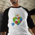 Fun Heart Puzzle Shirts Dad Autism Awareness Family Support Men Baseball Raglan Shirt