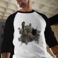Grey Cat Torn Cloth Cat Dad Cat Mom Cat Lover Men Baseball Raglan Shirt