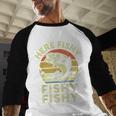 Here-Fishy Fishing Boy Large Mouth Bass Dad Men Baseball Raglan Shirt