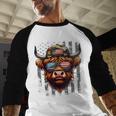 Highland Cow 4th July USA Flag Dad Father America Men Boys Men Baseball Raglan Shirt