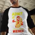 Hilarious Hot Dog Dad Joke Text Pun Dirty Joke -Barbecue Men Baseball Raglan Shirt