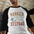 Hooked On Being Stepdad Father's Day Fishing Stepdad Men Baseball Raglan Shirt
