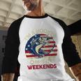 I'm Hooker On The Weekends Dirty Bass Dad Fishing Men Baseball Raglan Shirt