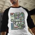 Kid Play Cars On Dad Back Race Track Mat Fathers Day Men Baseball Raglan Shirt