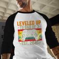 Leveled Up To Dad Of 3 Three Daddy Again 2025 Father's Day Men Baseball Raglan Shirt