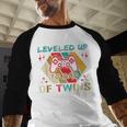 Leveled Up To Dad Of Twins Video Gamer Gaming Men Baseball Raglan Shirt Leveled Up To Dad Of Twins Video Gamer Gaming Men Baseball Raglan Shirt