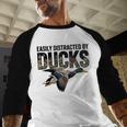 Mallard Duck Hunting Camo Easily Distracted Duck Dad Men Baseball Raglan Shirt