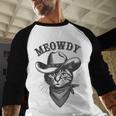 Meowdy Cat Cowboy Western Graphic Cat Lady Cat Dad Men Baseball Raglan Shirt